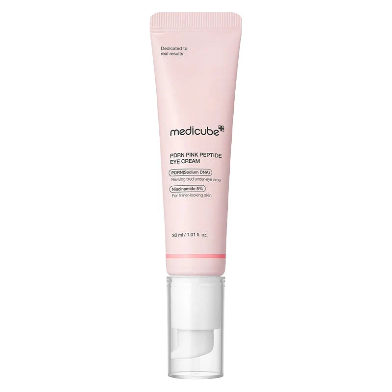 Tube der Medicube PDRN Pink Peptide Eye Cream (30ml) für die Augenpflege.