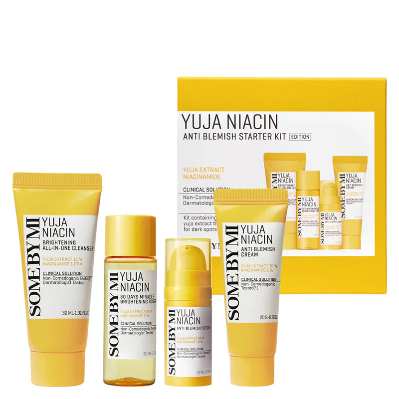 SOMEBYMI Yuja Niacin Anti Blemish Starter Kit mit Cleanser, Toner, Serum und Gel-Creme
