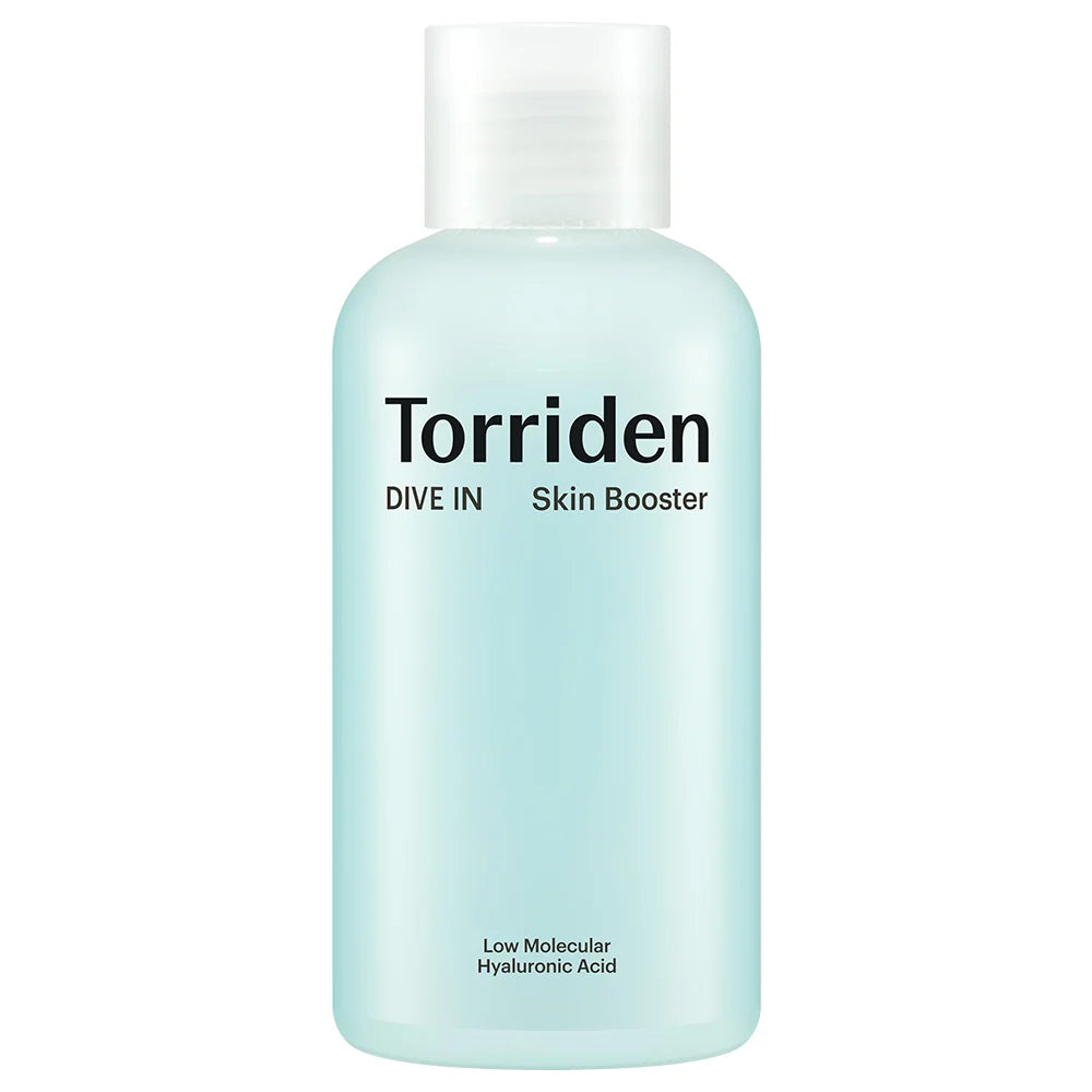 Flasche des Torriden DIVE-IN Low Molecular Hyaluronic Acid Skin Boosters (200ml) für intensive Feuchtigkeit.